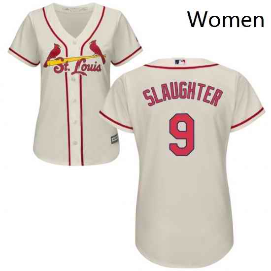 Womens Majestic St Louis Cardinals 9 Enos Slaughter Authentic Cream Alternate Cool Base MLB Jersey